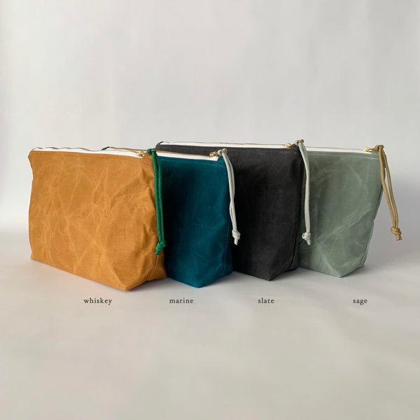 waxed canvas cosmetic bag - large