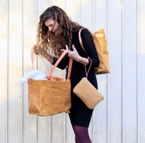 waxed canvas transport tote