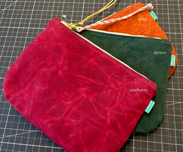 waxed canvas clutch