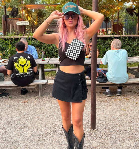 checkered canvas concert bag