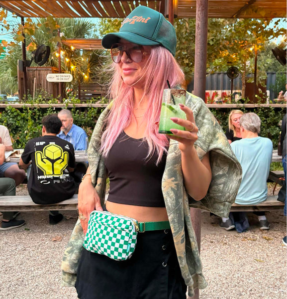 checkered canvas concert bag