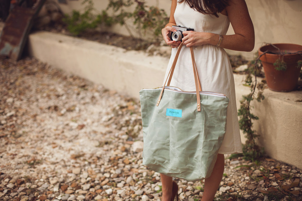 waxed canvas zip tote