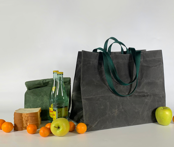 waxed canvas transport tote