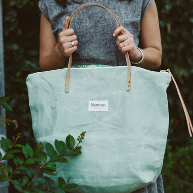waxed canvas zip tote