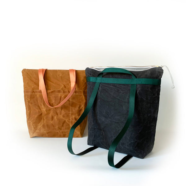 waxed canvas totepack - convertible