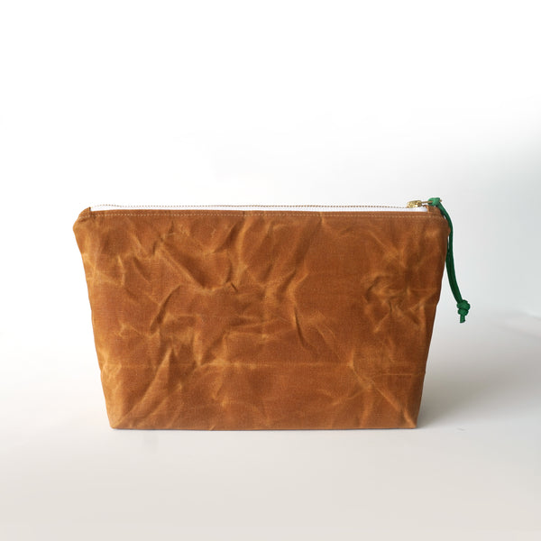 waxed canvas cosmetic bag - large